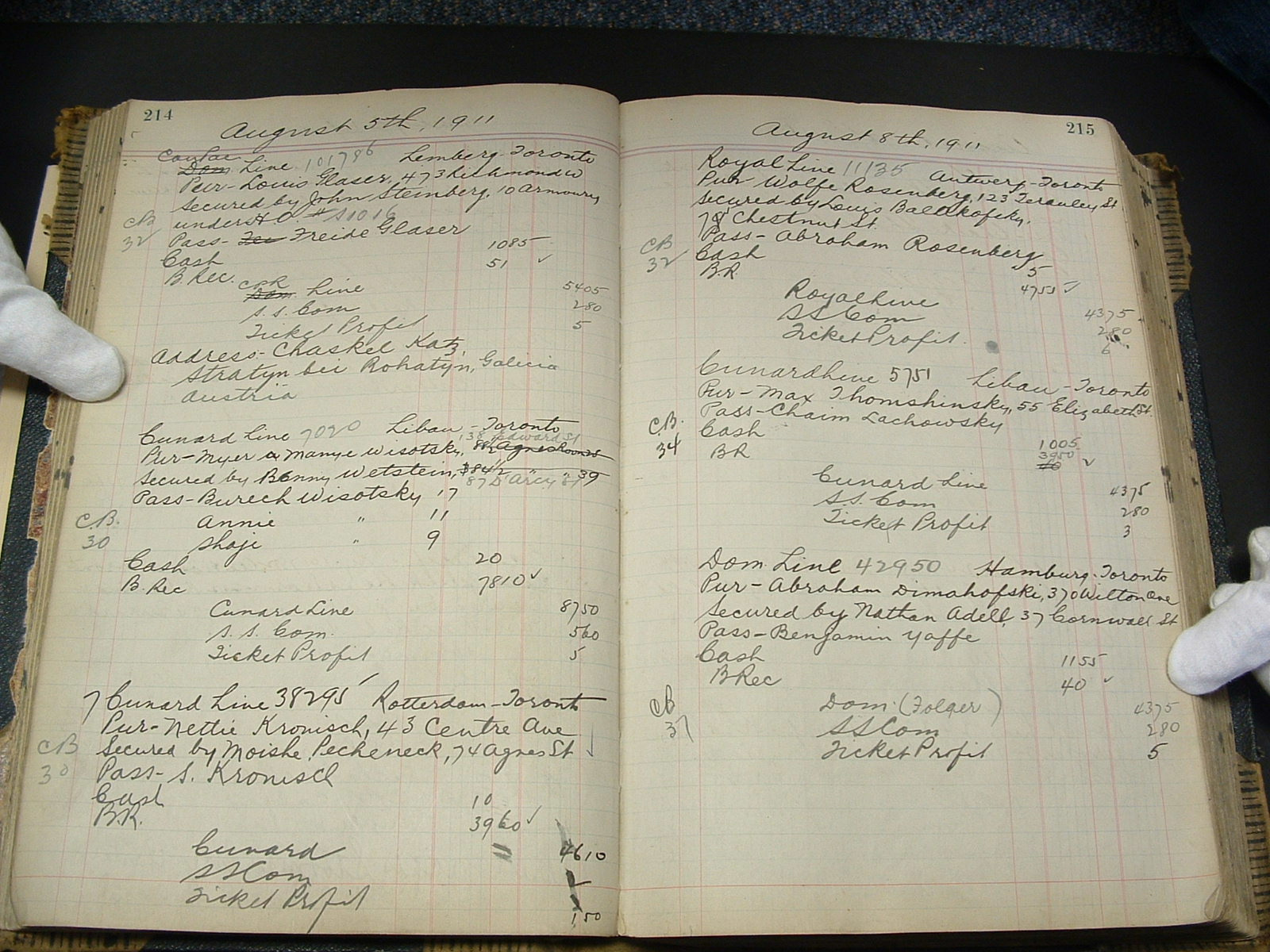 Rotenberg Ledger, Pages 214-215, Size 1600x1200